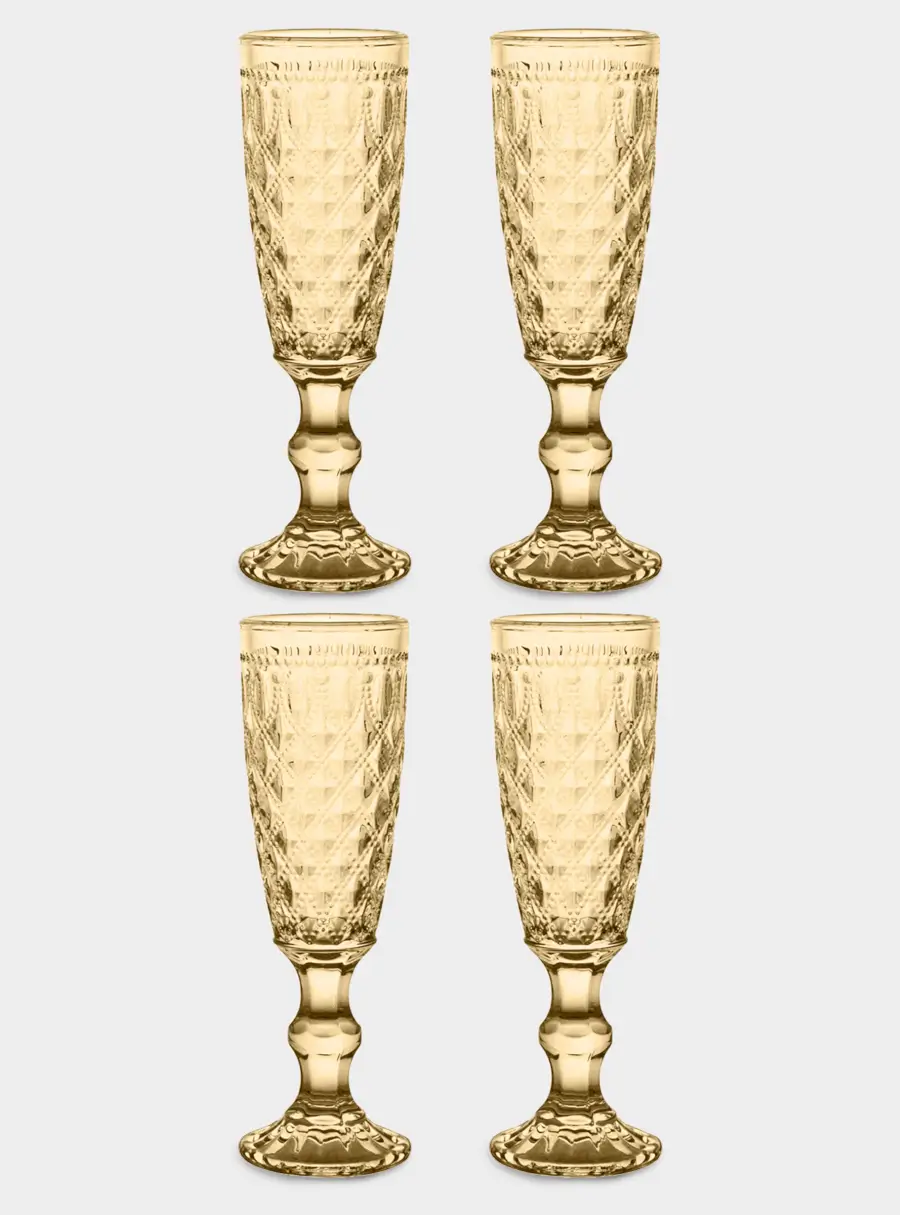Бокал для шампанского, 150 мл, 4 шт, стекло P, янтарный, Dubai