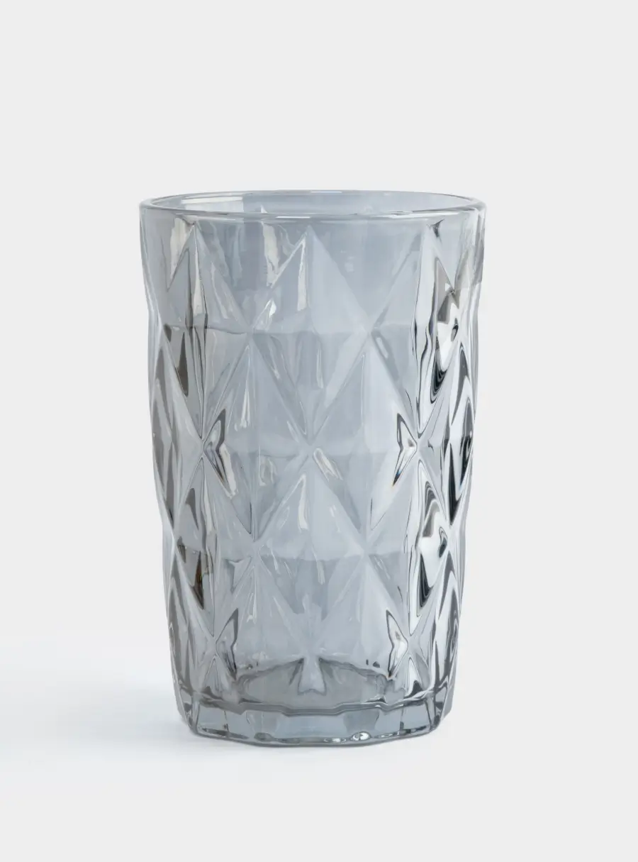 Стакан, 12 см, 340 мл, стекло, серый, Diamond color