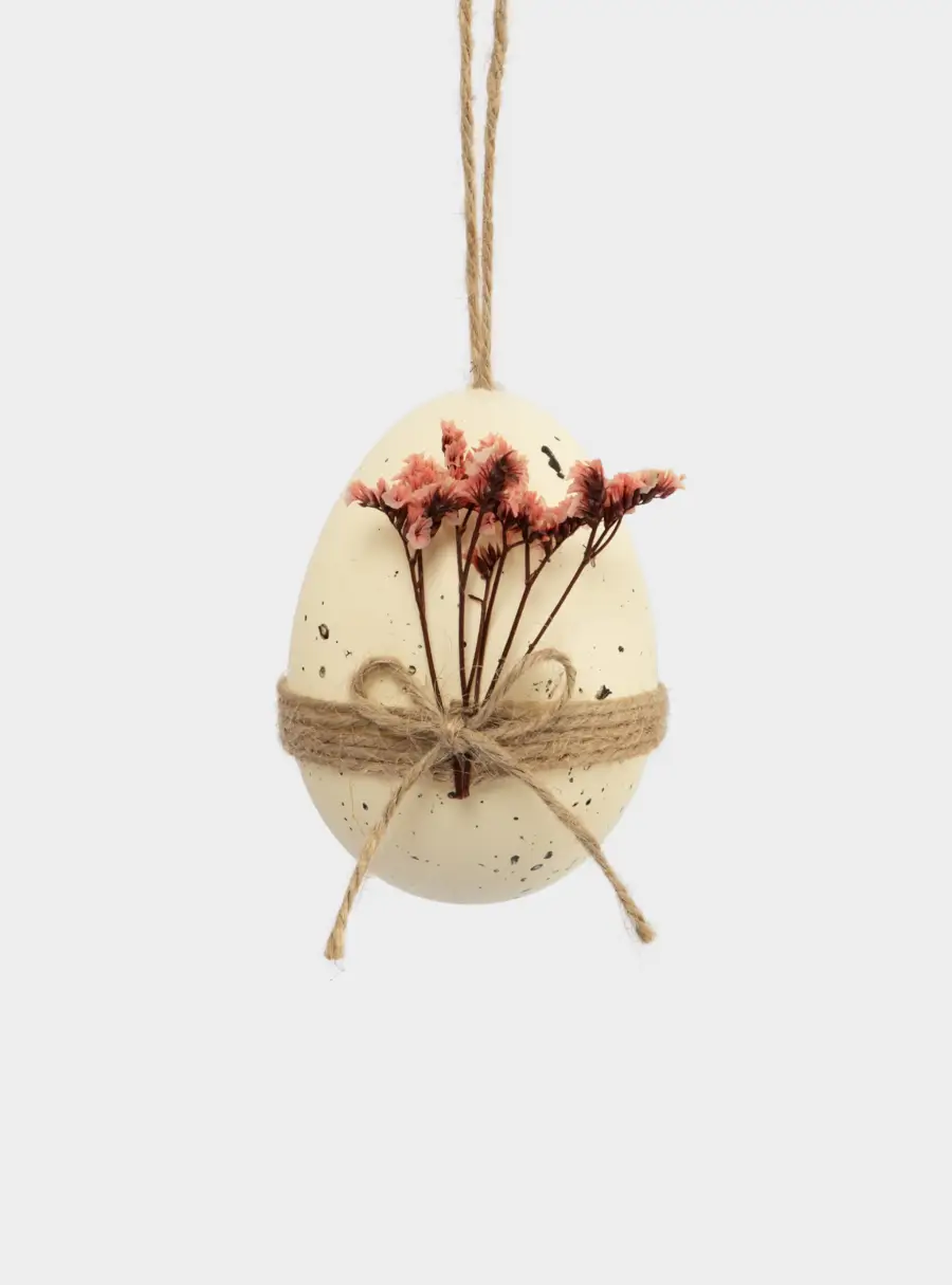 Подвеска, пасхальное яйцо, 9 см, пластик, желтая, Веточки, Interior Easter