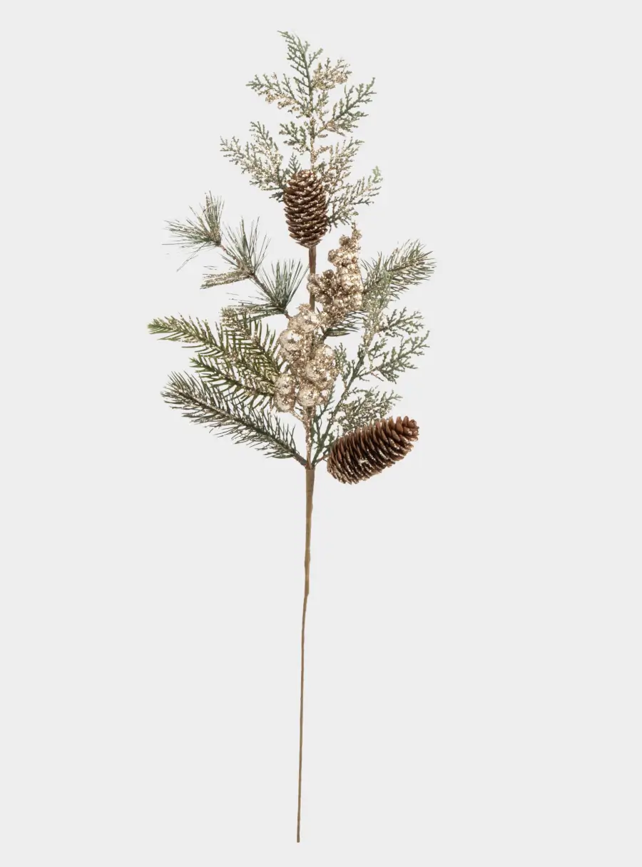 Ветка декоративная, 62 см, пластик, Золотые ягоды, Interior natural