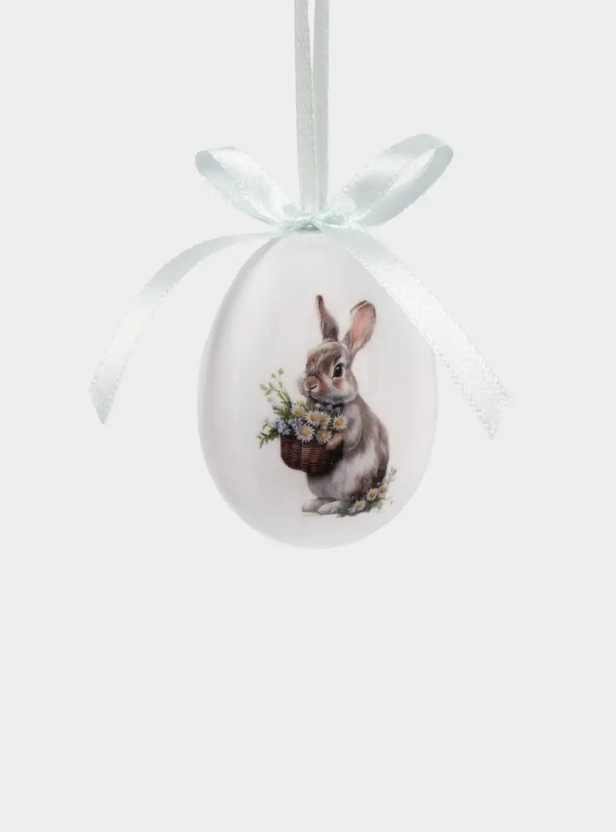 Подвеска, пасхальное яйцо, 6 см, пенопласт, Кролик с цветами, Interior Easter