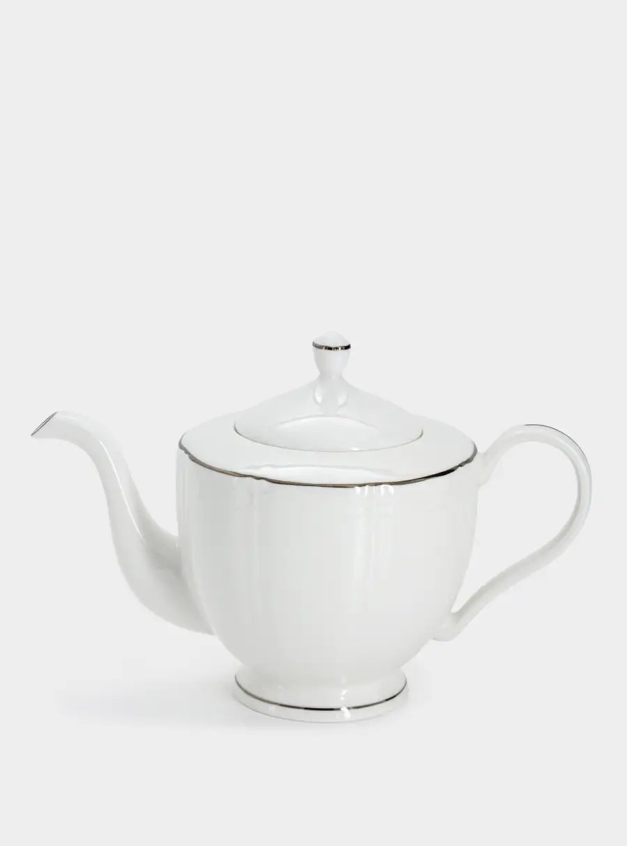 Чайник заварочный, 1,1 л, фарфор F, белый, с серебристым кантом, Lotus silver