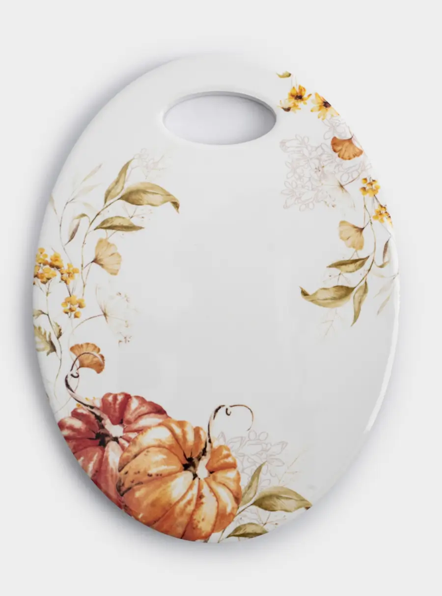 Подставка под горячее, 20х15 см, керамика/пробка, белая, Тыквы, Light pumpkin