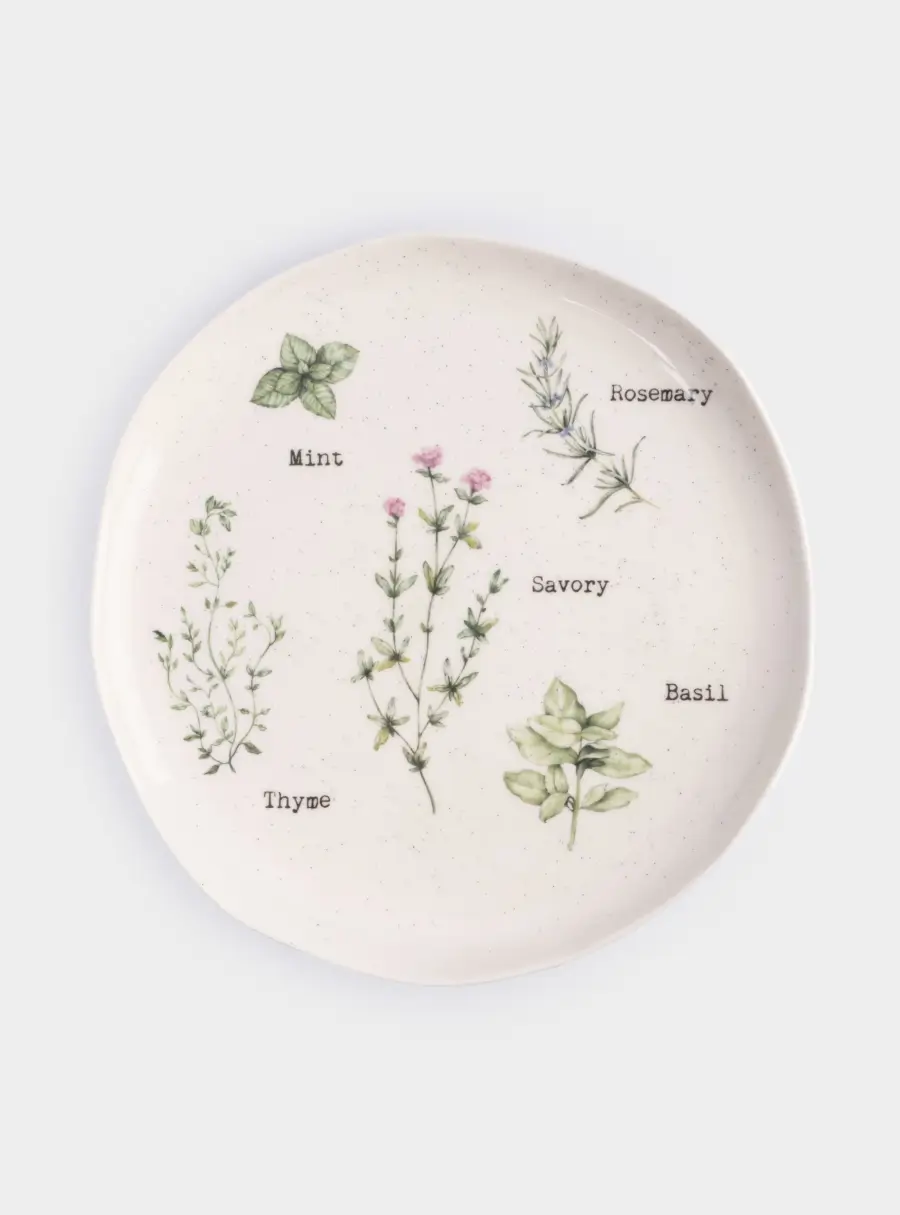 Тарелка обеденная, 26 см, фарфор N, белая, в крапинку, Приправы, Herbarium new