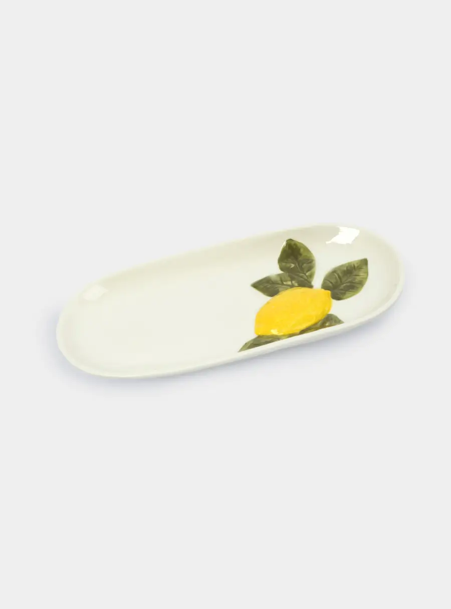 Блюдо, 32х16 см, фарфор P, овальное, молочное, Лимон, Limoncello