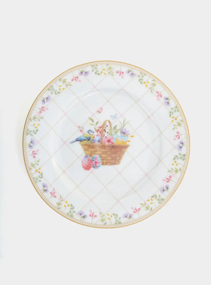 Тарелка закусочная, 19 см, фарфор P, белая, Корзина с цветами, Spring Bloom