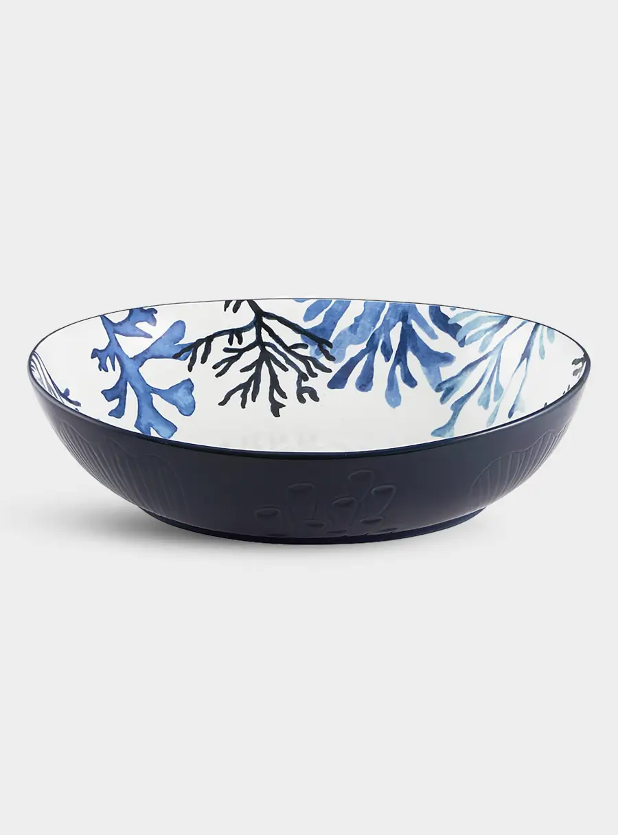 Салатник, 32х26 см, 3 л, керамика К, белый, овальный, Синие кораллы, Blue Coral