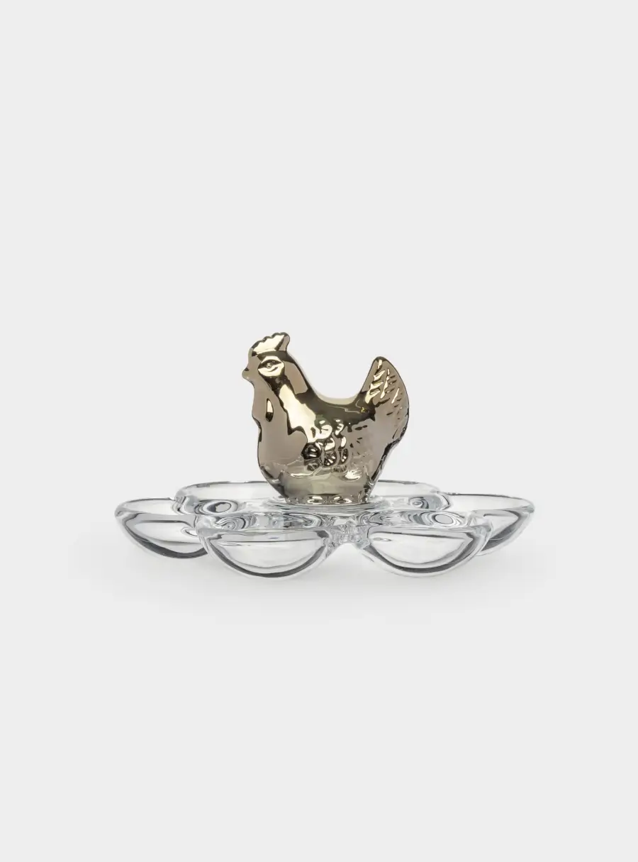Блюдо пасхальное, 15 см, 6 отд, стекло, золотистое, Курица, Golden Easter