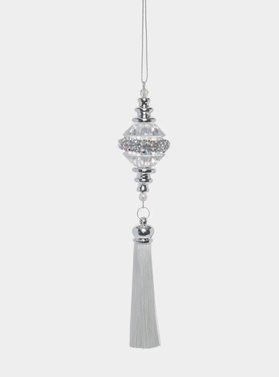 Игрушка елочная, 17 см, пластик/полиэстер, серебристая, Кристалл с кистью, Event
