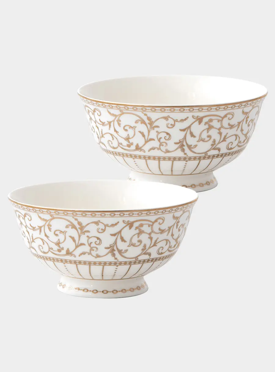 Пиала, 11х6 см, 2 шт, фарфор N, белая, с золотистым орнаментом, Golden