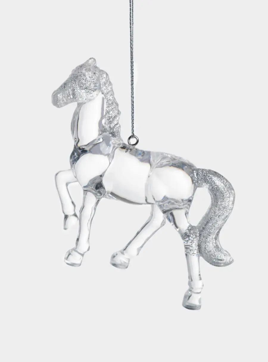 Игрушка елочная, 9 см, акрил, серебристая, Лошадь, Horse