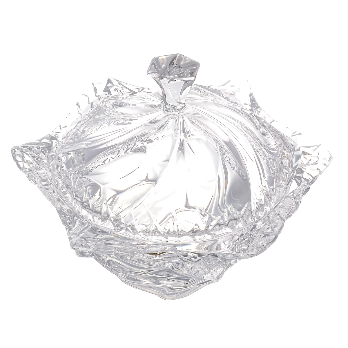 Конфетница с крышкой Bohemia Treasury Flamenco Icecut 20см