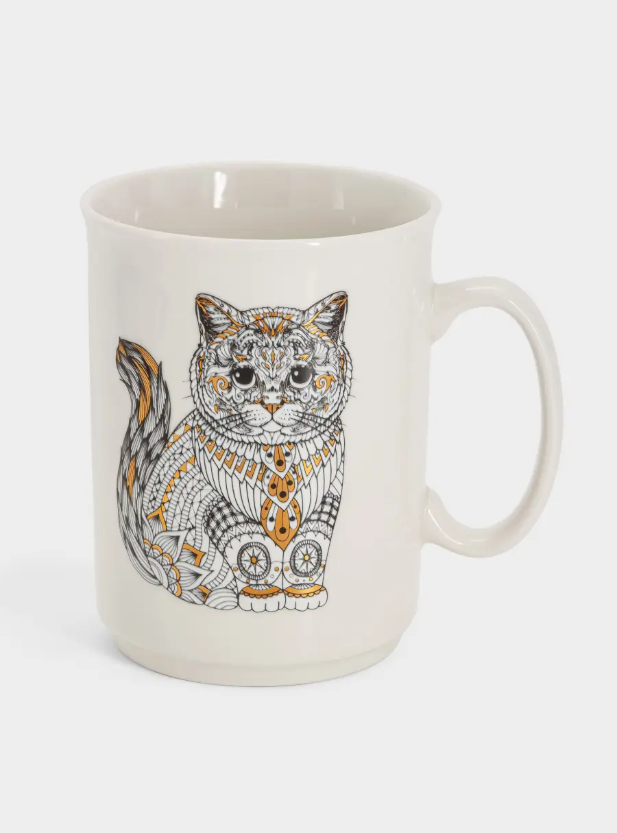 Кружка, 415 мл, фарфор N, белая, Кот, Wild