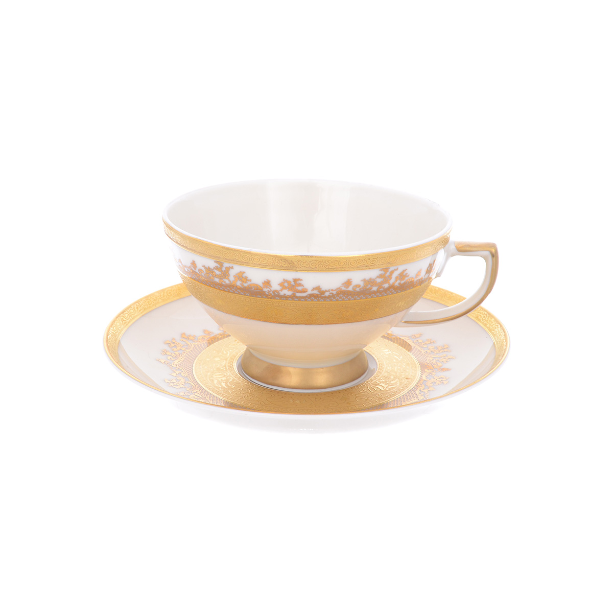 Набор чайных пар Falkenporzellan Cream Gold 220 мл (6 пар)