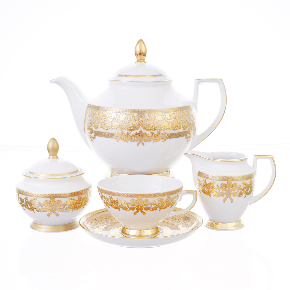 Чайный сервиз на 6 персон Falkenporzellan Natalia creme gold 17 предметов