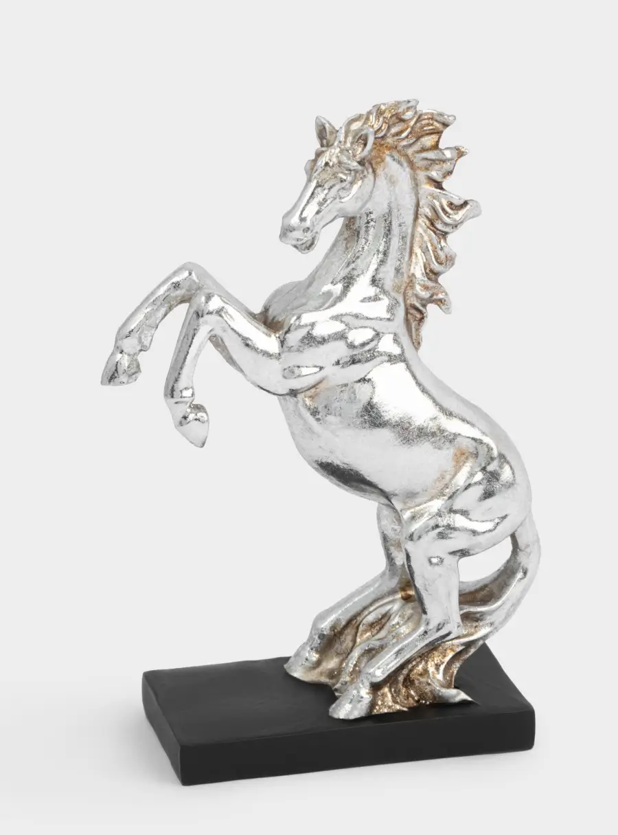 Статуэтка, 15 см, полирезин, серебристая, Конь на дыбах, Horse 1