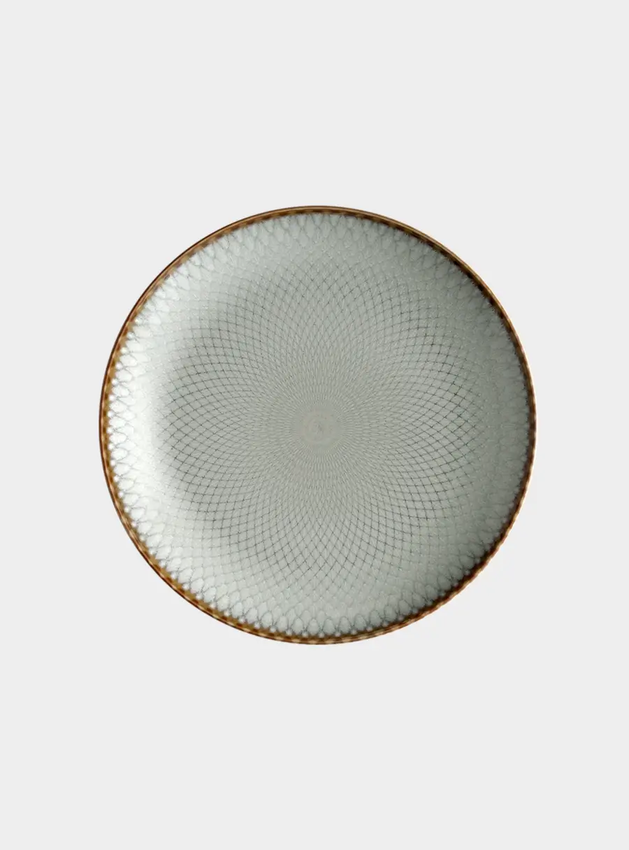 Тарелка закусочная, 20 см, керамика, серо-бежевая, Серые ромбы, Mandala 1