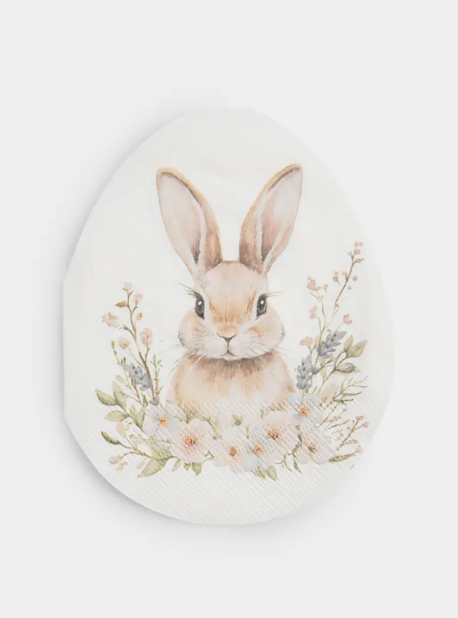 Салфетки бумажные, 33х23 см, 20 шт, бежевые, Яйцо, Кролик в цветах, Flower Rabbit 1