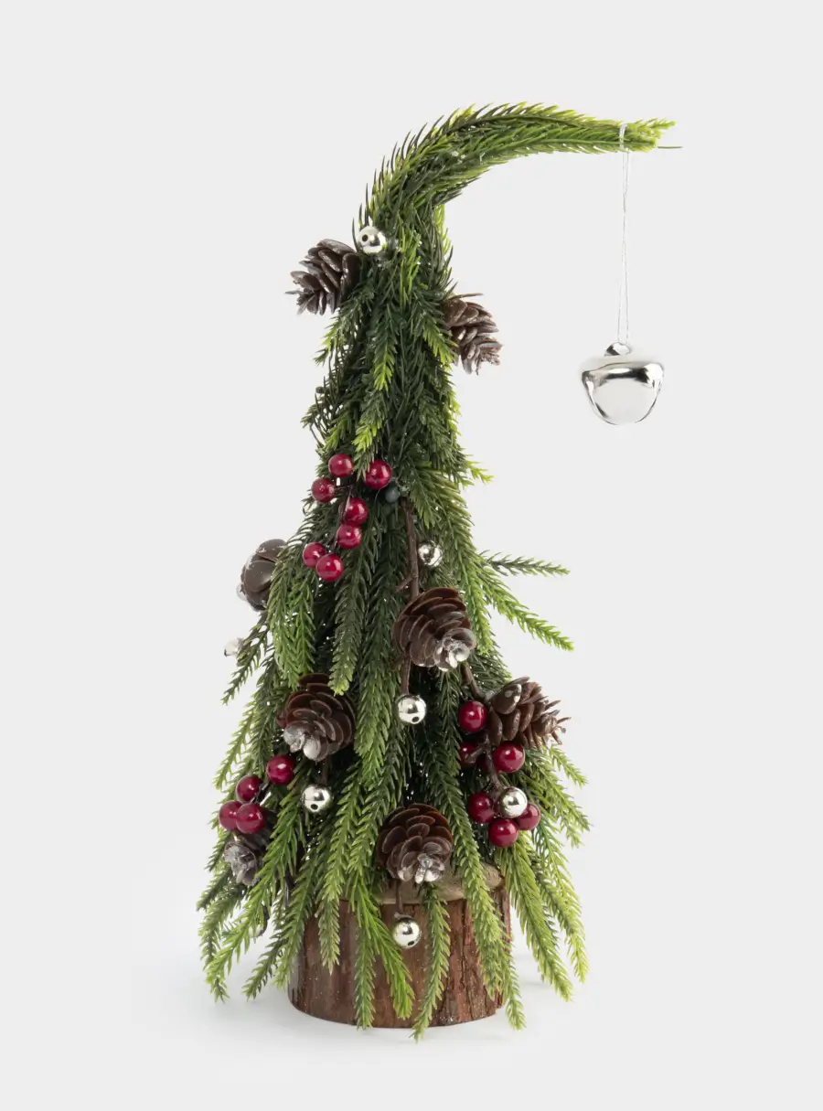 Ель искусственная, 29 см, полиэтилен/пенопласт, Шишки и ягоды, Interior natural 1