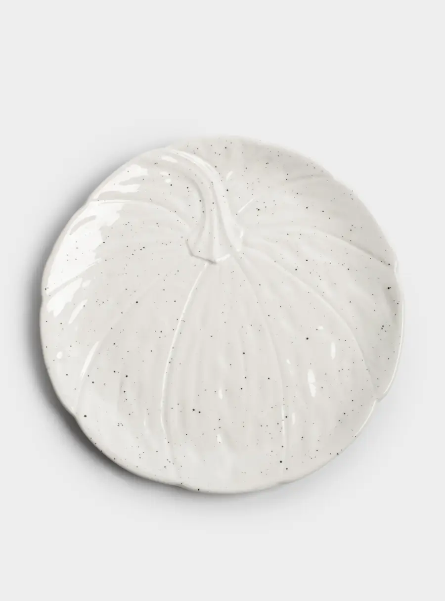 Блюдо, 22 см, керамика, белое, в крапинку, Тыква, Light pumpkin 1
