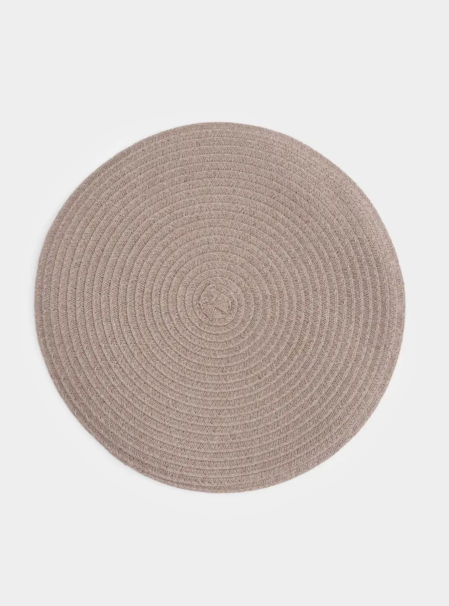 Салфетка под приборы, 38 см, полипропилен, круглая, песочно-коричневая, Matera 1