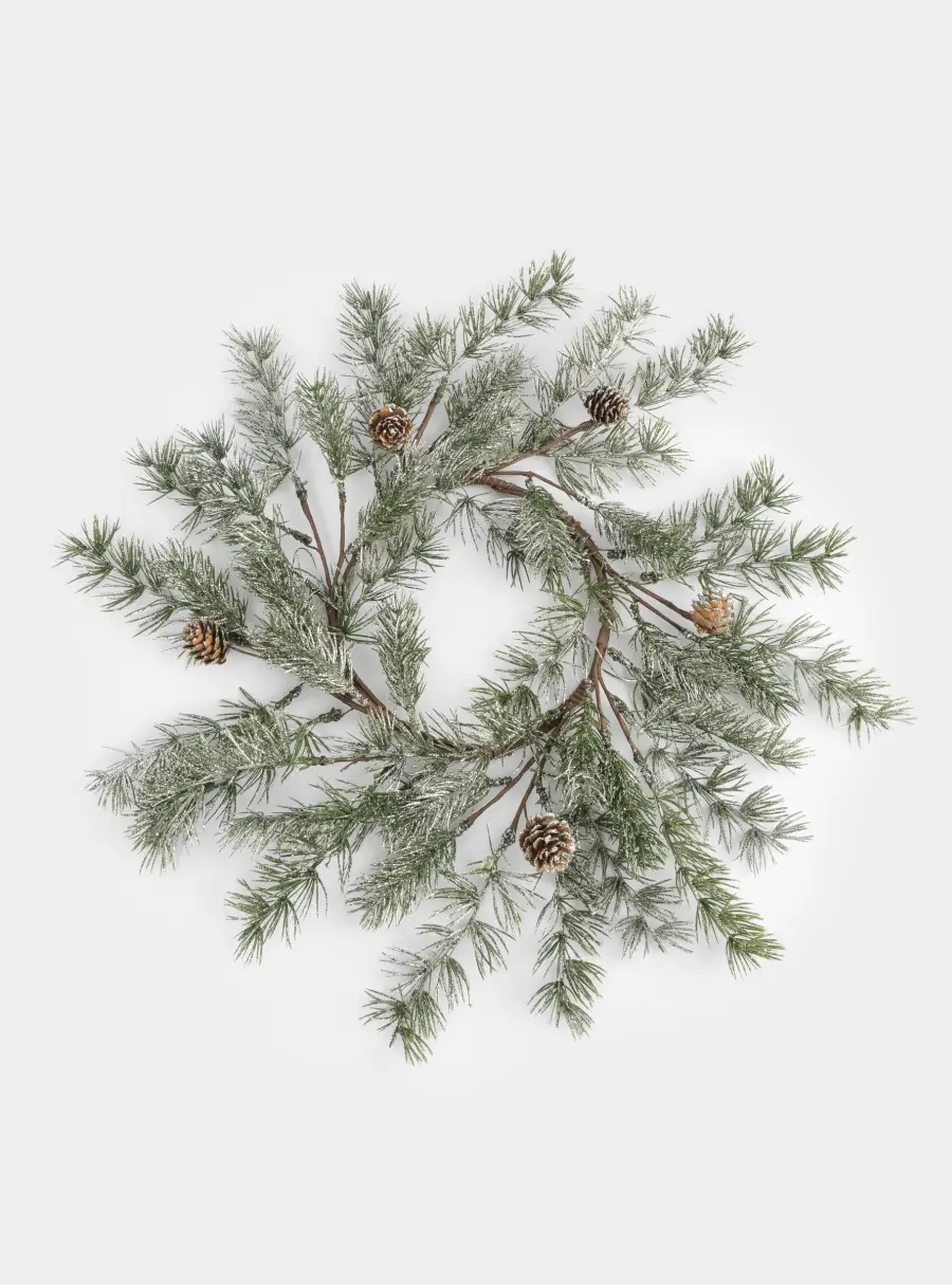 Венок декоративный, 16/48 см, пластик/шишки, Еловая ветка, Interior Conifer 1