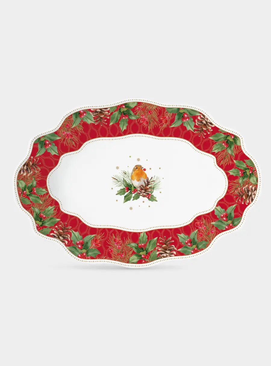 Блюдо, 30x21x5 см, овальное, Рождественские ягоды 1