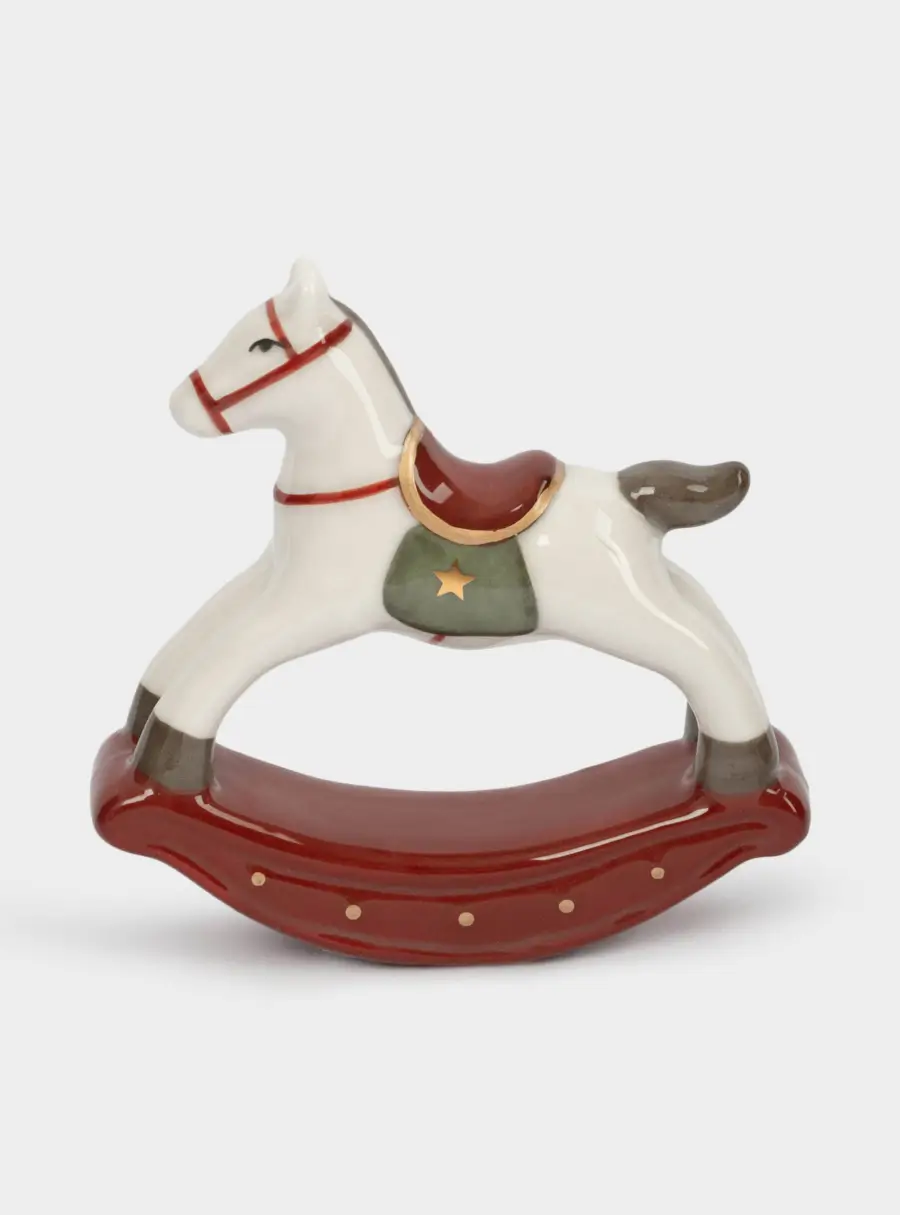 Статуэтка, 10 см, фарфор P, бежево-бордовая, Лошадка-качалка, Bright horse 1