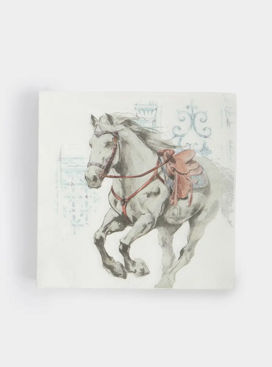 Салфетки бумажные, 33х33 см, 20 шт, квадратные, белые, Конь, White horse 1