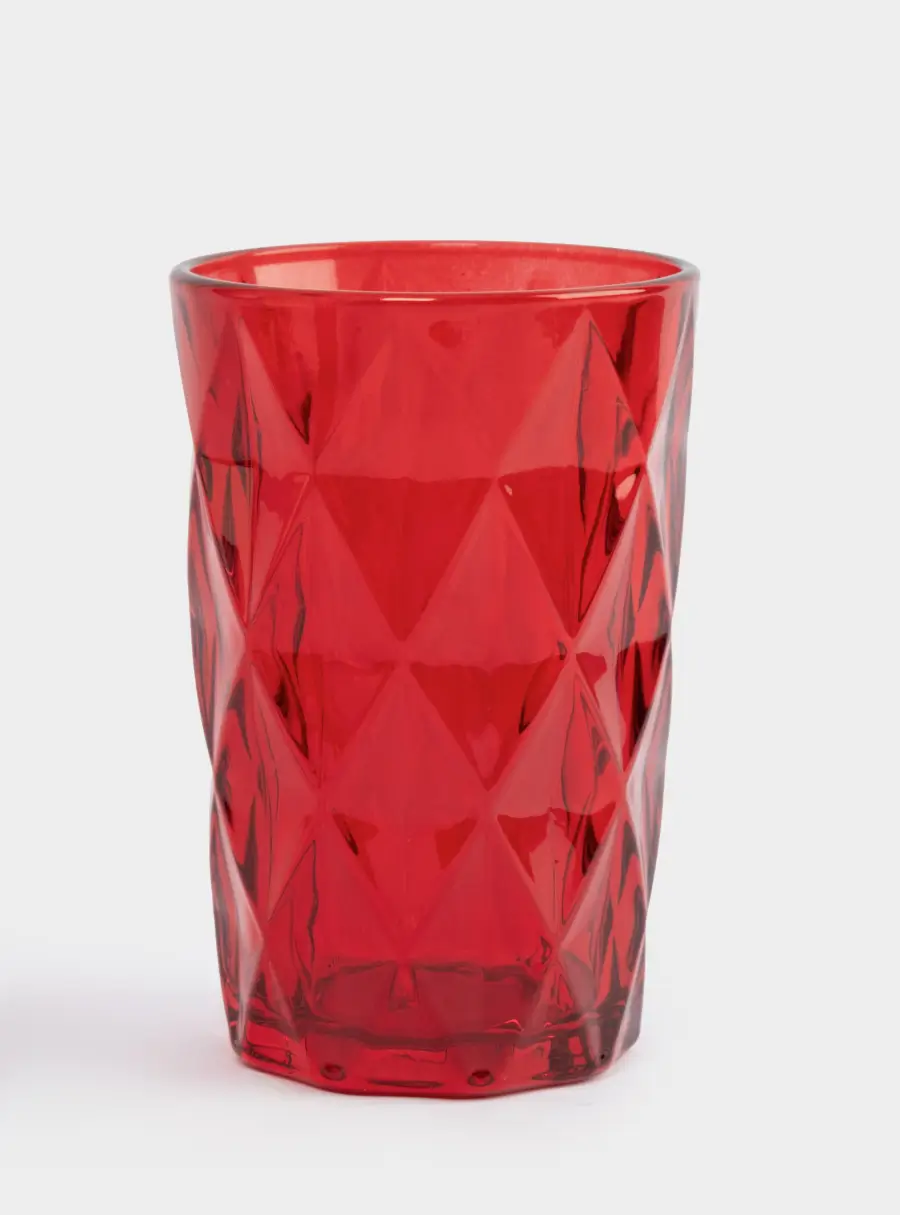 Стакан, 12 см, 340 мл, стекло Р, красный, Diamond color 1