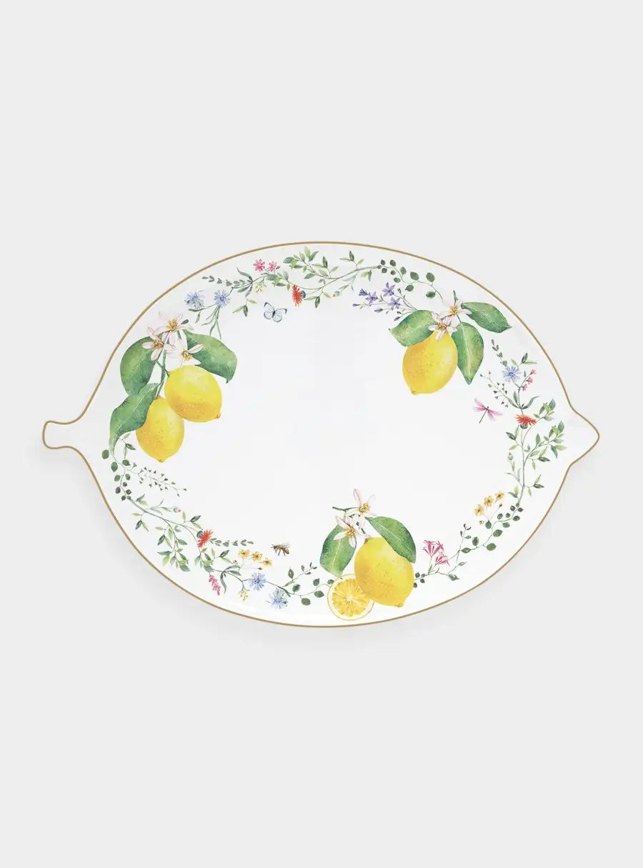 Блюдо, 30х21,5 см, фарфор P, овальное, белое, Цветы и лимоны, Fleurs et Citrons 1