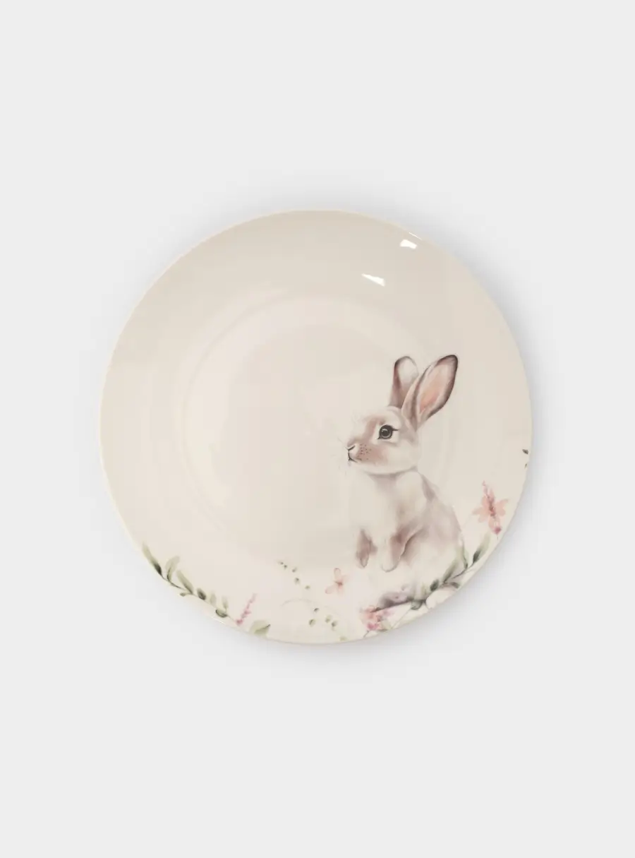 Тарелка закусочная, 20 см, фарфор N, белая, Кролик в цветах, Bunny 1