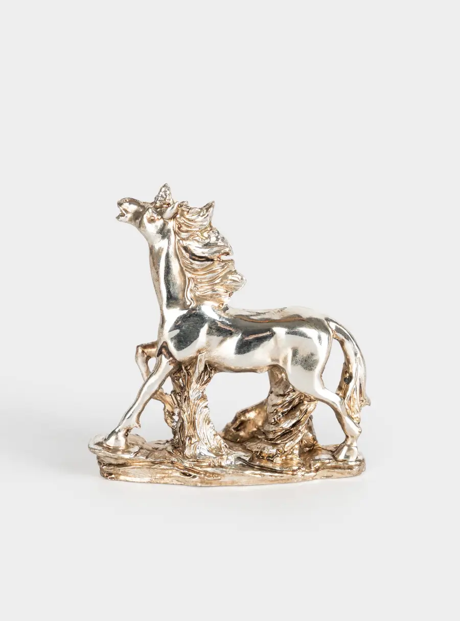 Статуэтка, 8 см, полирезин, серебристая, Бегущая лошадь, Horse 1