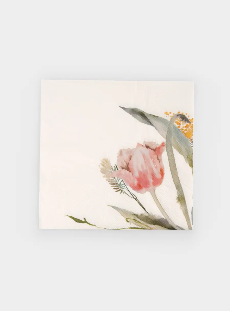 Салфетки бумажные, 33х33 см, 20 шт, квадратные, белые, Тюльпан, Bouquet 1