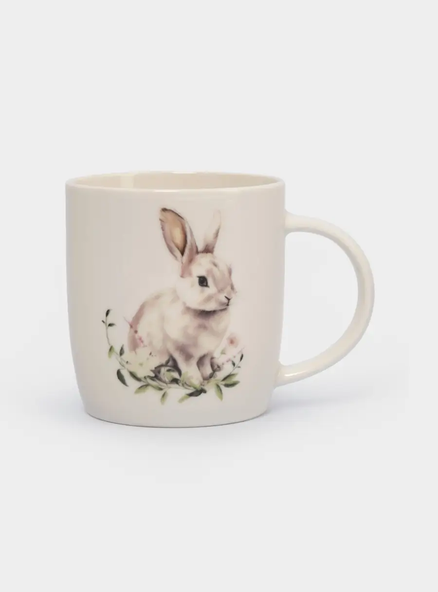 Кружка, 360 мл, фарфор N, белая, Кролик в цветах, Bunny 1