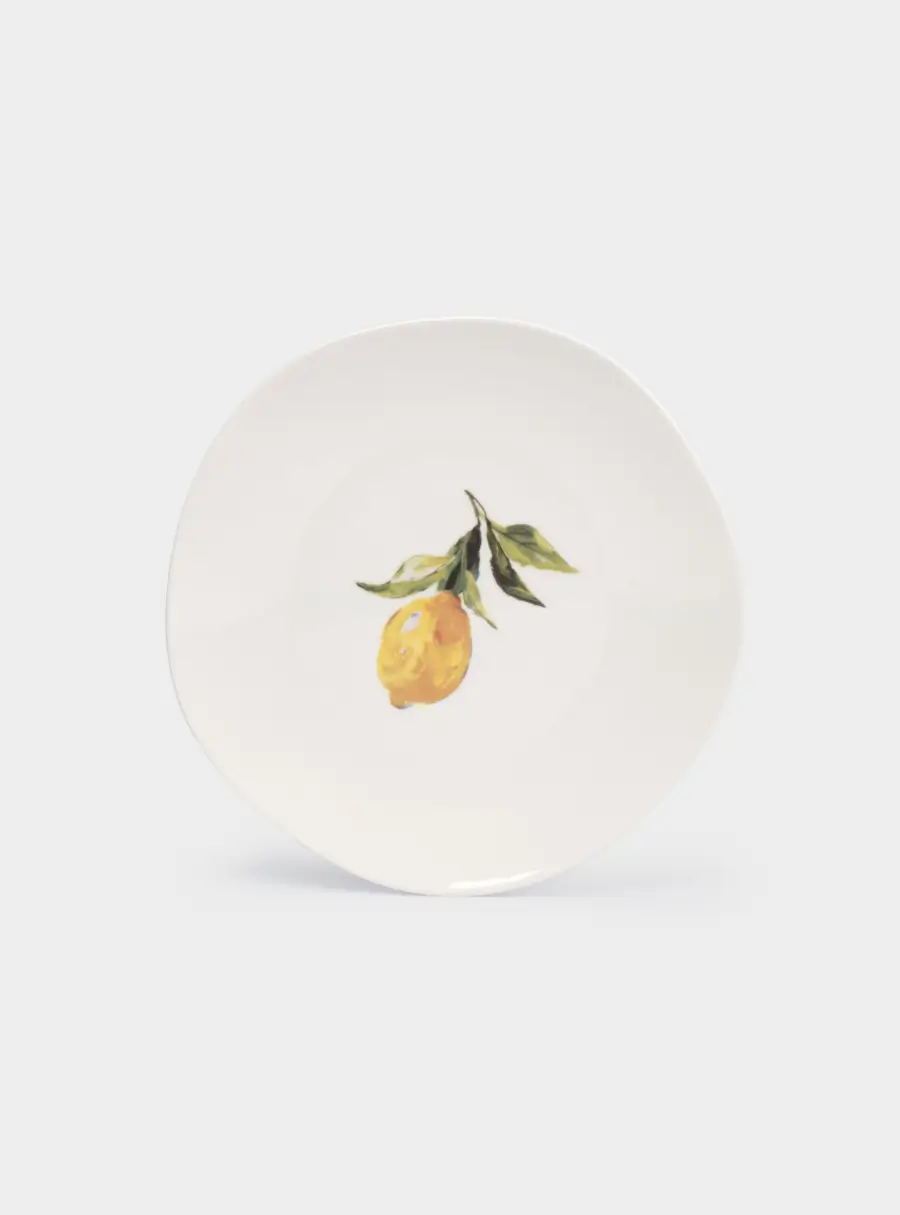 Тарелка закусочная, 21 см, фарфор P, белая, Лимон, Lemon branch 1