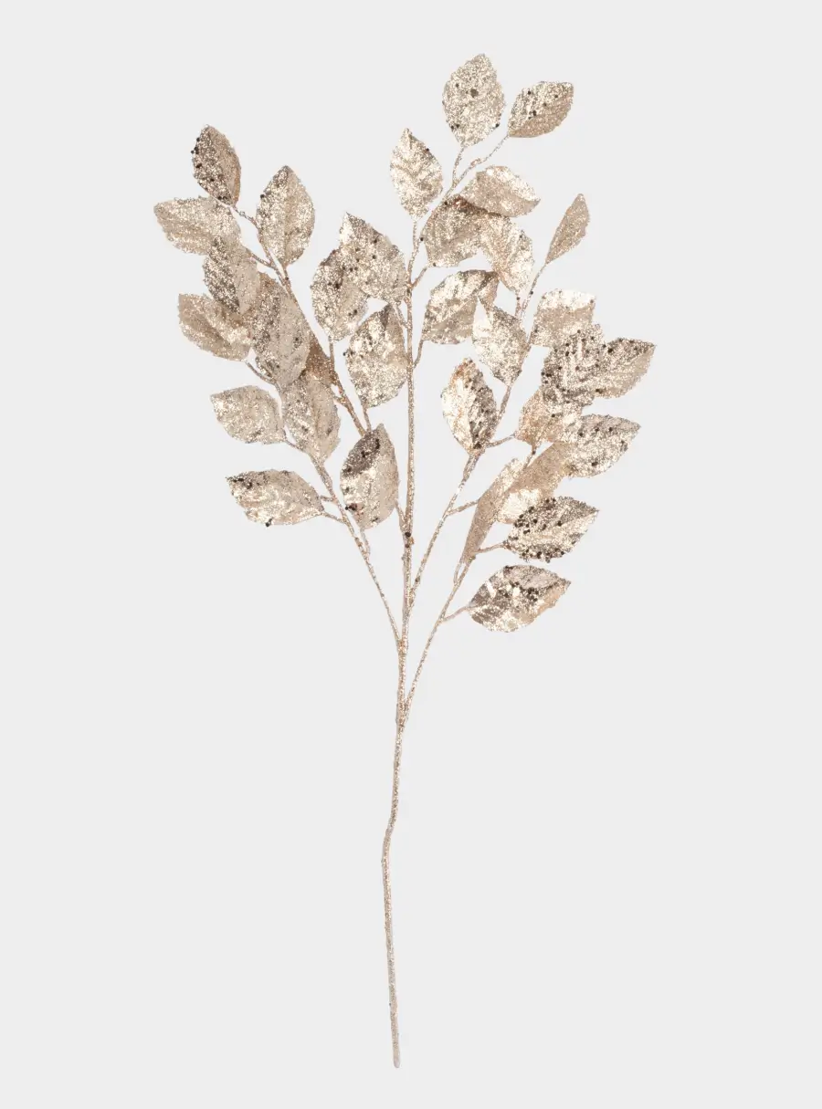 Ветка декоративная, 74 см, пластик/металл, золотистая, Листья, Interior gold 1