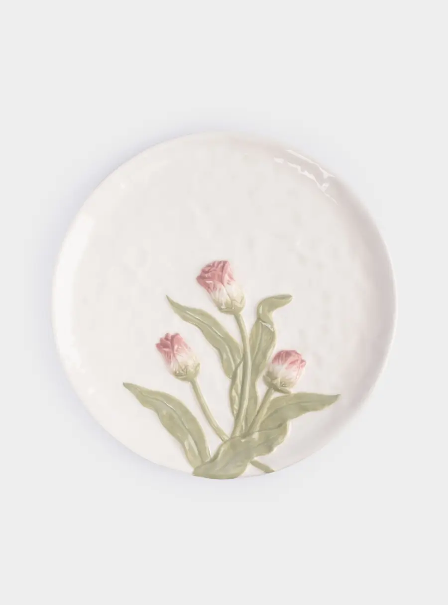 Блюдо, 24 см, керамика, молочное, Тюльпаны, Tulip 1