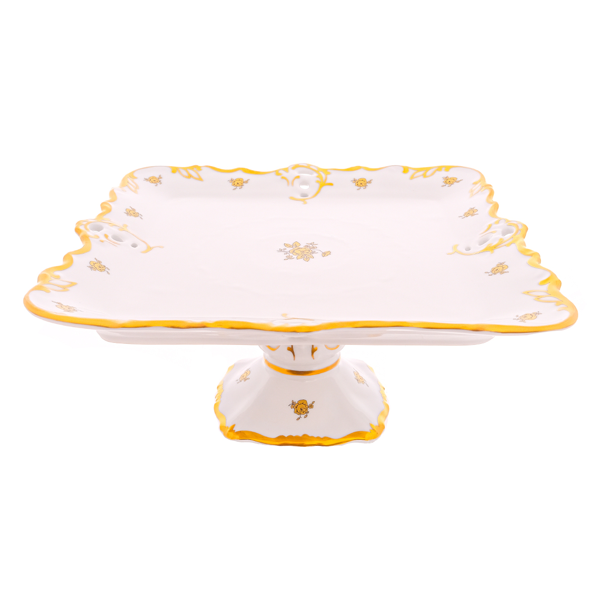 Блюдо квадратное на ножке Queen's Crown Золотая роза 32*32 см 1