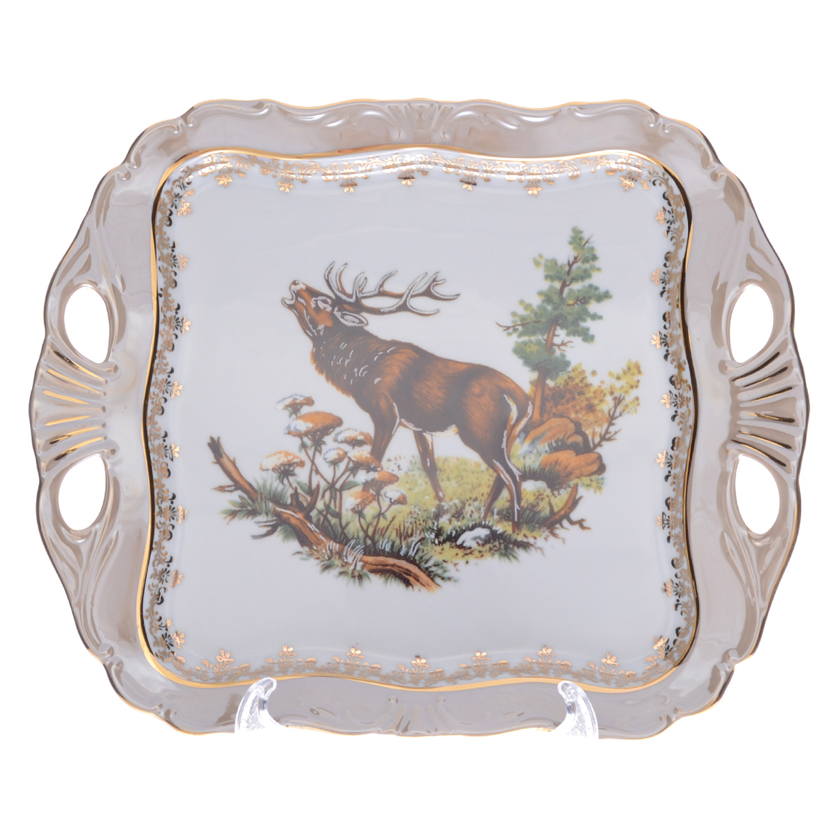 Блюдо квадратное Queen's Crown Aristokrat Охота бежевая 30*25 см 1