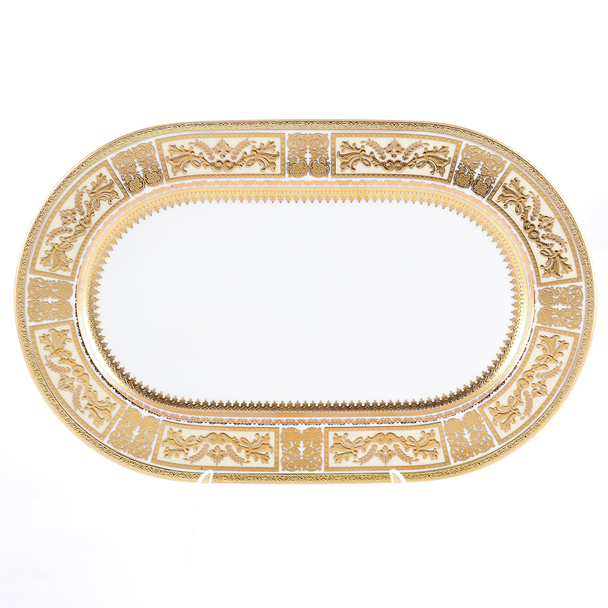 Блюдо овальное Falkenporzellan Diadem White Creme Gold 36 см