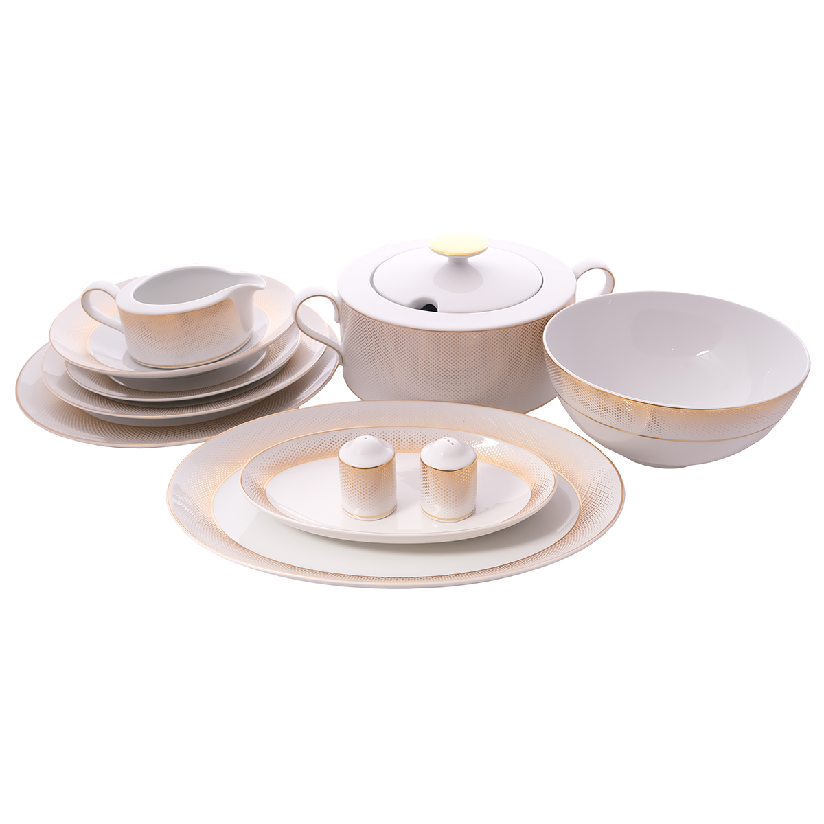 Столовый сервиз Falkenporzellan Deluxe Shape - Rio White Gold 6 персон 26 предметов 1