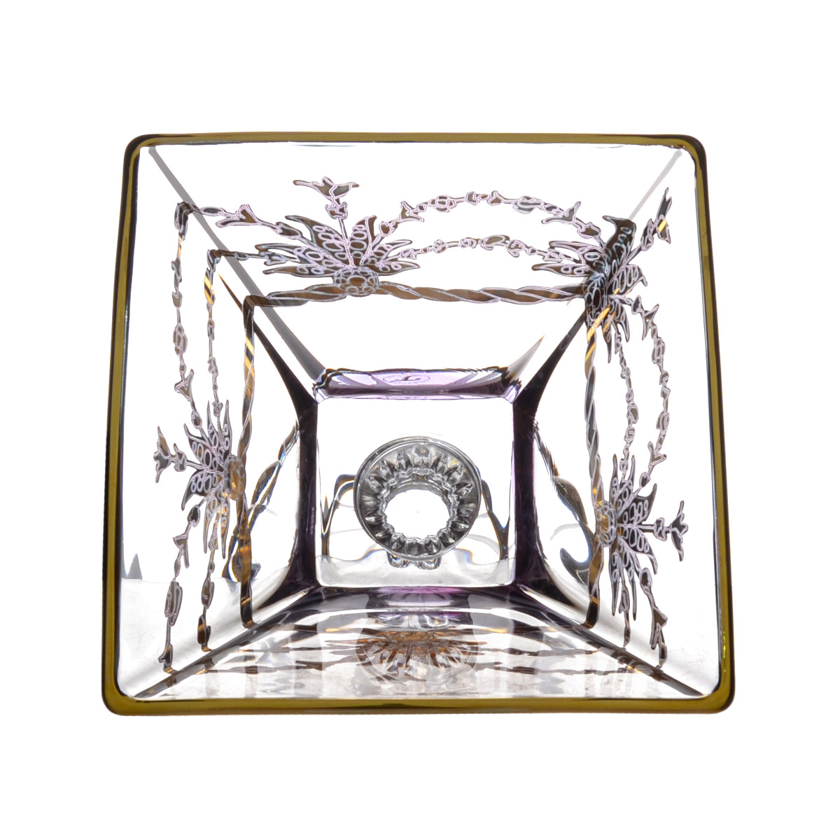 Конфетница на ножке с крышкой TIMON Violet/Gold 28*17см 6