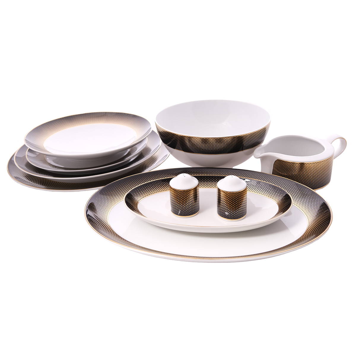 Столовый сервиз Falkenporzellan Deluxe Shape - Rio Black Gold 6 персон 25 предметов 1
