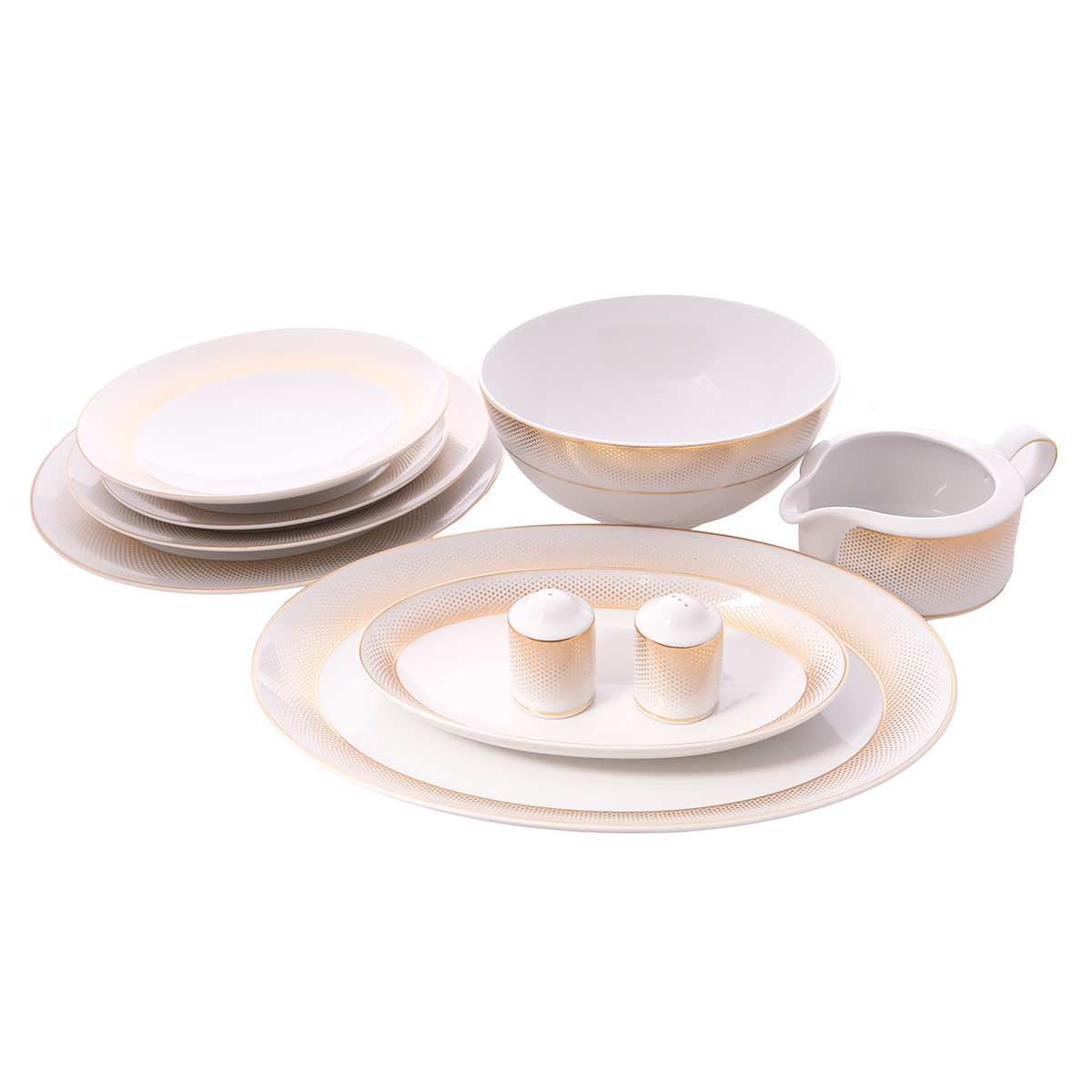 Столовый сервиз Falkenporzellan Deluxe Shape - Rio White Gold 6 персон 25 предметов 1