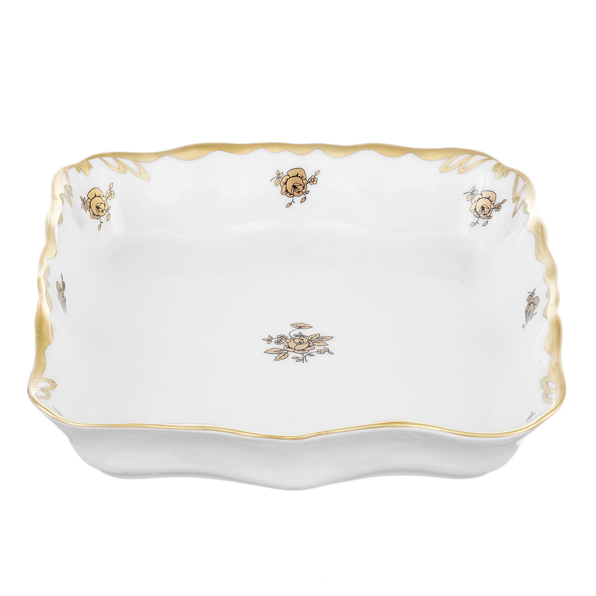 Салатник квадратный Queen's Crown Золотая роза 19 см 2