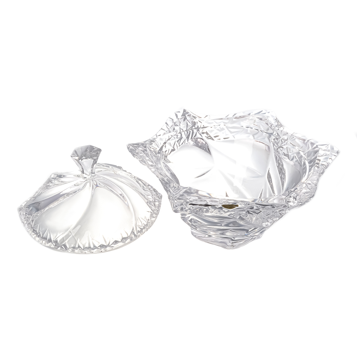 Конфетница с крышкой Bohemia Treasury Flamenco Icecut 20см 2
