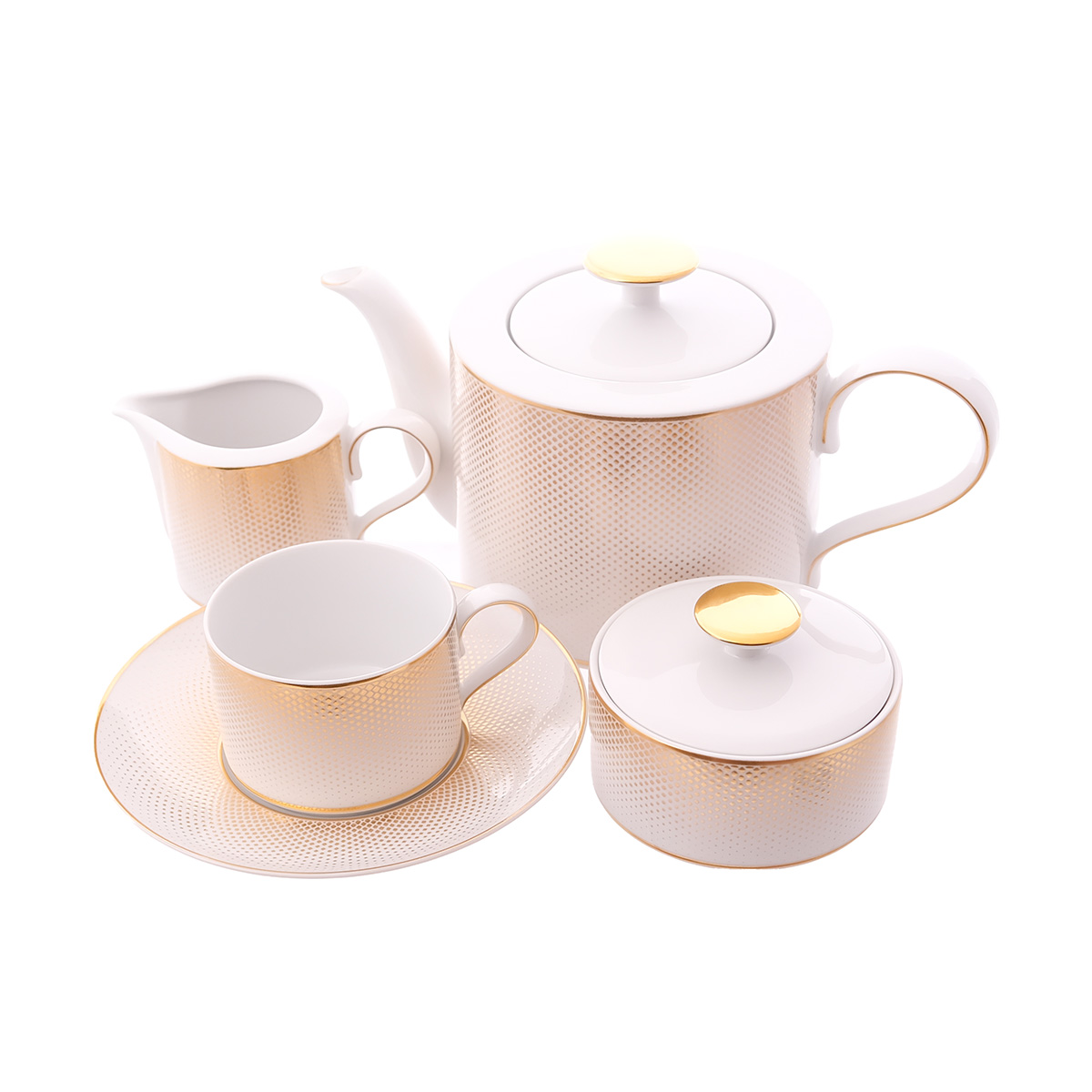 Чайный сервиз Falkenporzellan Deluxe Shape - Rio White Gold 6 персон 17 предметов 1