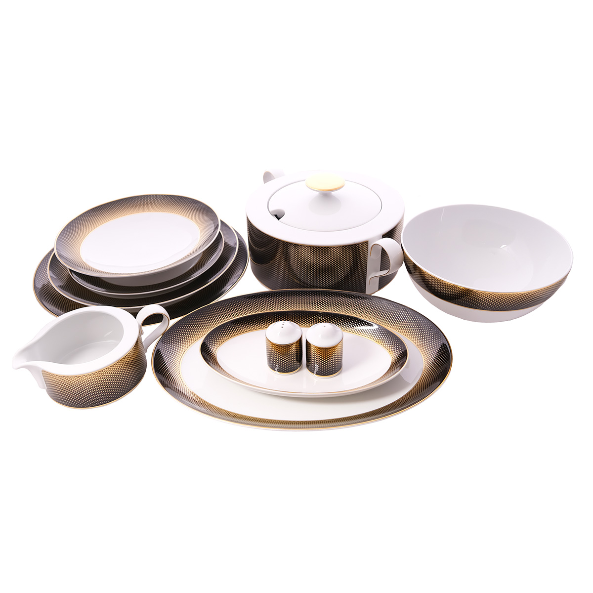 Столовый сервиз Falkenporzellan Deluxe Shape - Rio Black Gold 6 персон 26 предметов 1