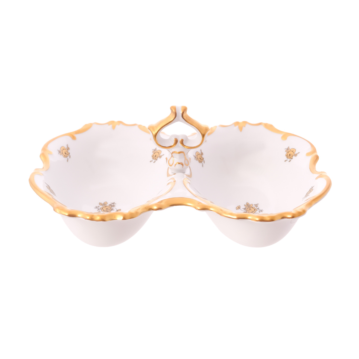 Икорница 2-я ярусная Queen's Crown Золотая роза 26 см 1